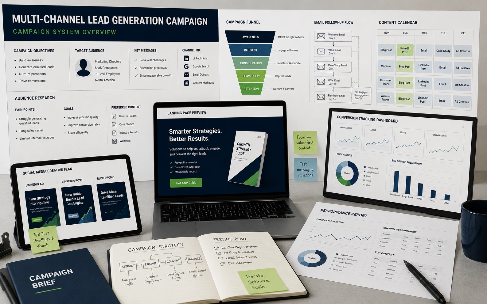 Multi-channel lead generation campaign strategy showcase