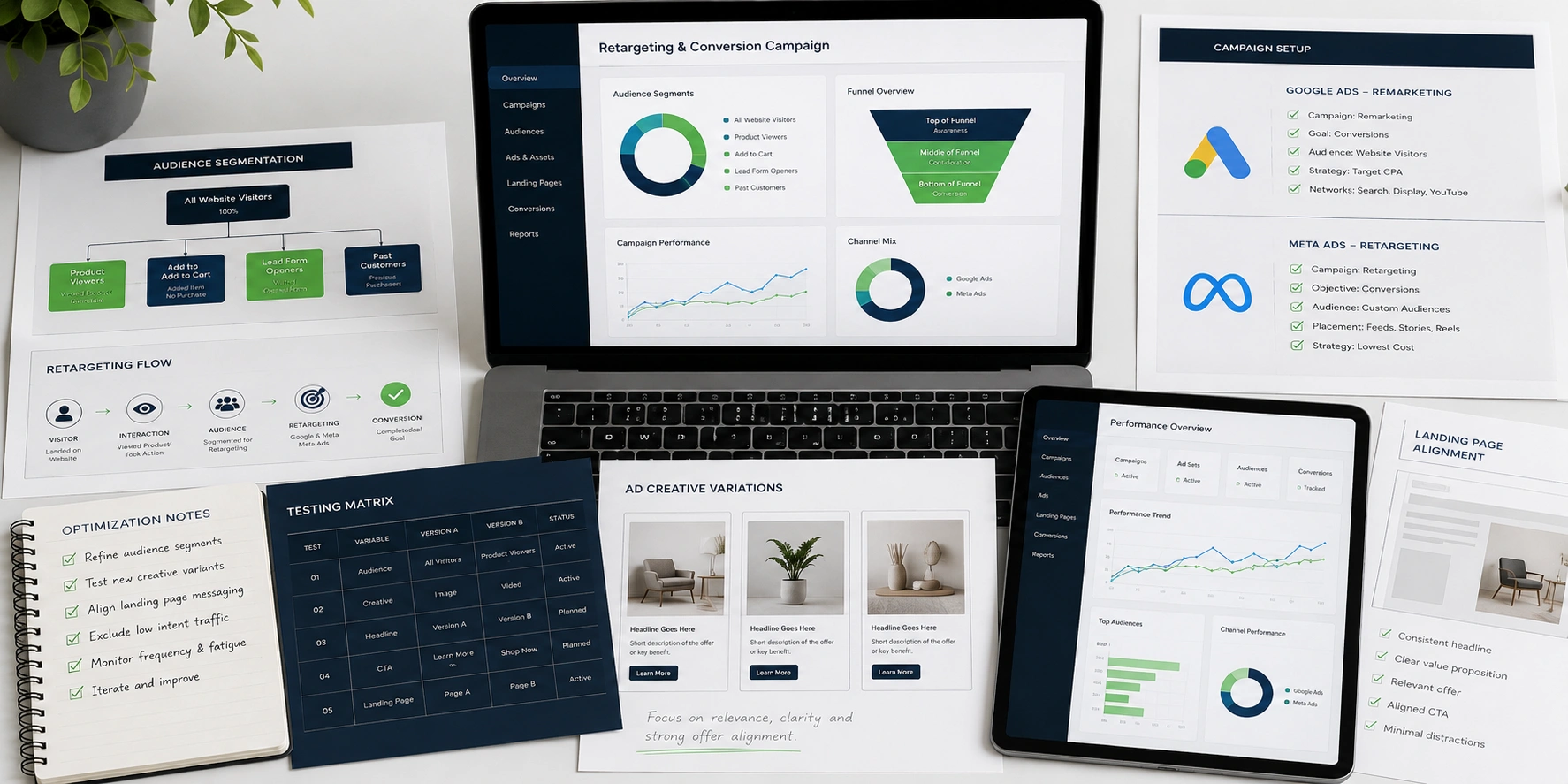 Retargeting and conversion advertising campaign showcase