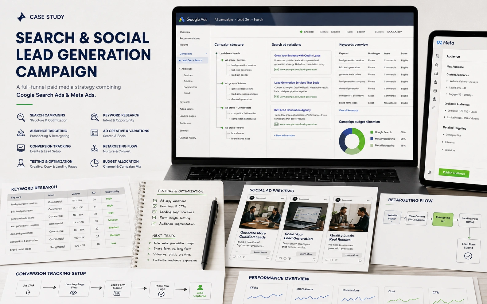 Search and social lead generation campaign showcase